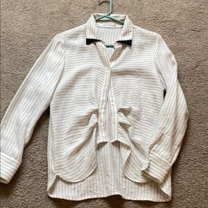White Striped Button-Up Shirt